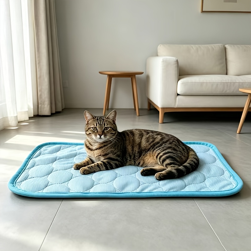 1pc Cooling Pet Mat Soft Breathable Bed Pad Non-slip Sweat-absorbent Washable Cage Liner Use