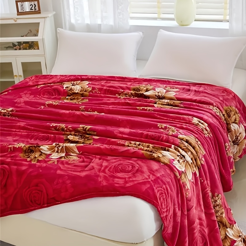 contemporary floral   bed blanket woven   pattern polyester machine washable with     for christmas and valentines day gift details 3