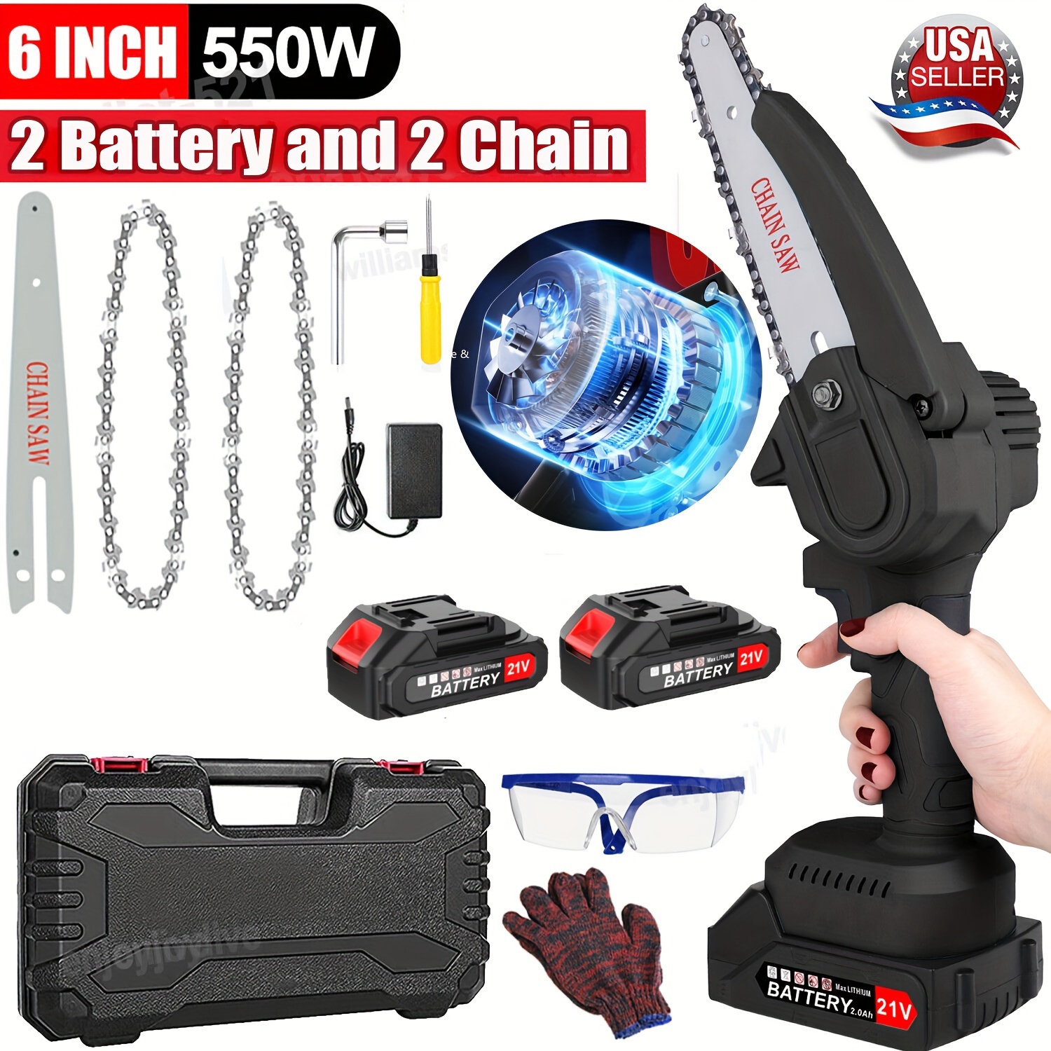 

6inch Portable Small Saw, 21v 2000mah Rechargeable Battery*2 For Wood Cutting Trimming Pruning