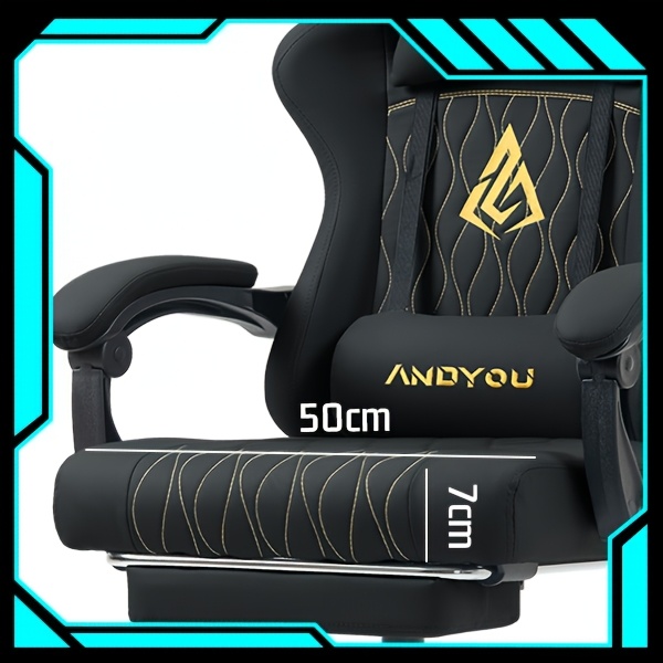 Andyou Gamingstoel met Voetenbankje, Ergonomisch Ontworpen, Gemaakt van Duurzaam PU Leer