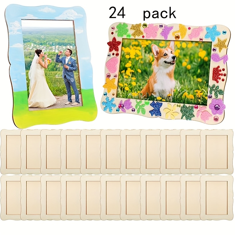 24pcs 6-inch Wavy Wooden Diy Handmade Photo Frames