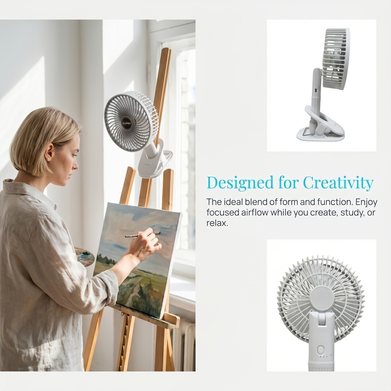 Rechargeable Clip-on Desk Fan, For Desktop/clip Use, -one Portable Mini Fan, Adjustable Up And Down Angle, Usb-powered Personal Fan Suitable For Home, Office, Strollers, And Camping