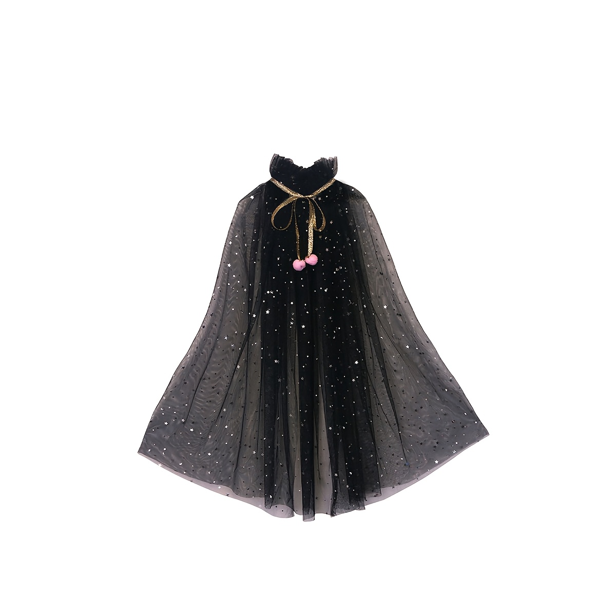 Image of Adult Women's Halloween Party Black Cape Costume Accessory, Halloween Cloak Costume Prop, Without Battery