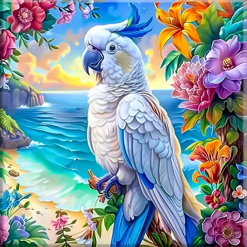 

Tropical Parrot Diamond Painting Kit - Animal Theme Round Diamond Embroidery, Diy Acrylic Diamond Art For Craft And Home Decor