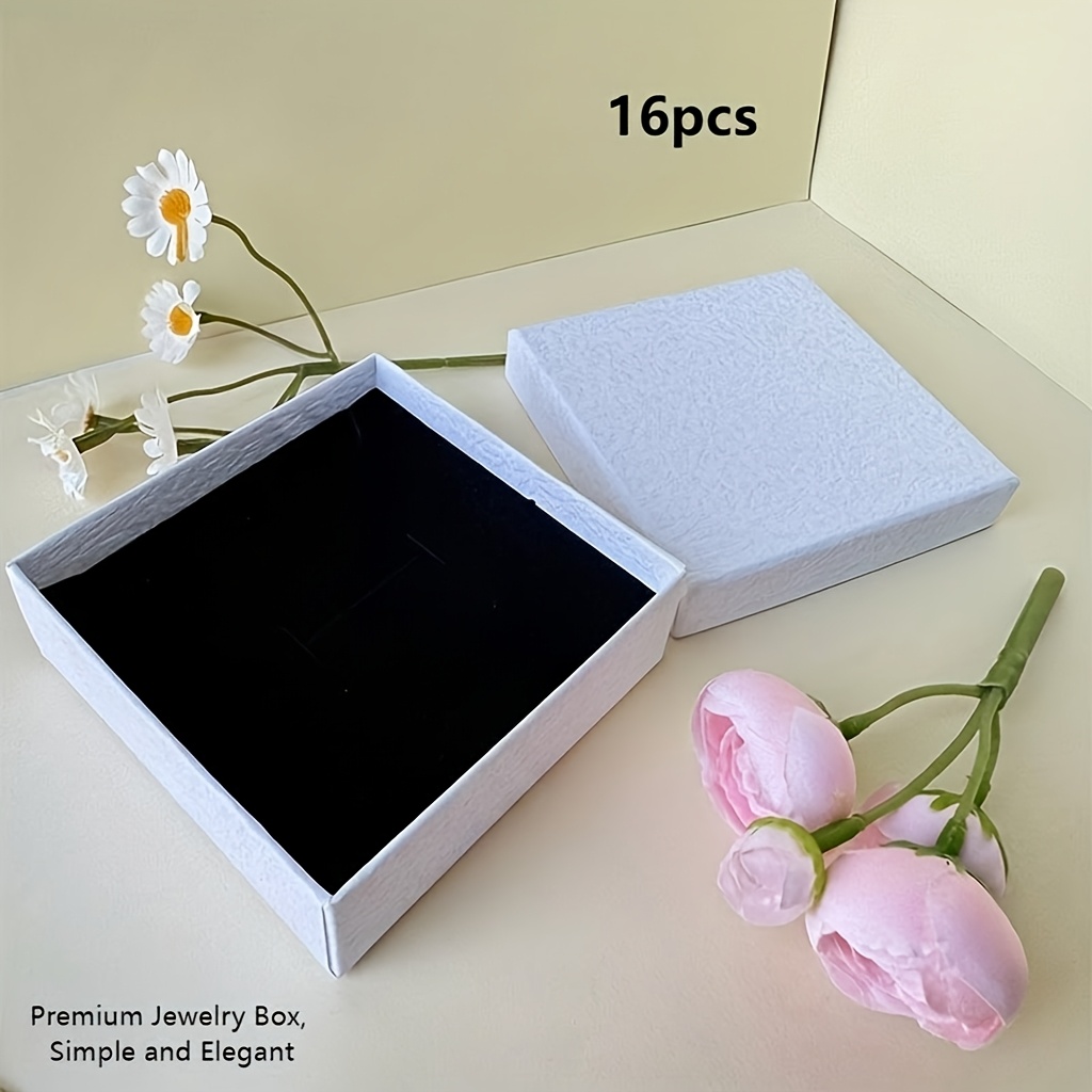 TEMU Lot de 16 boîtes à bijoux élégantes et minimalistes en papier, surface texturée, idéales pour ranger et , pendentifs, bracelets, boucles