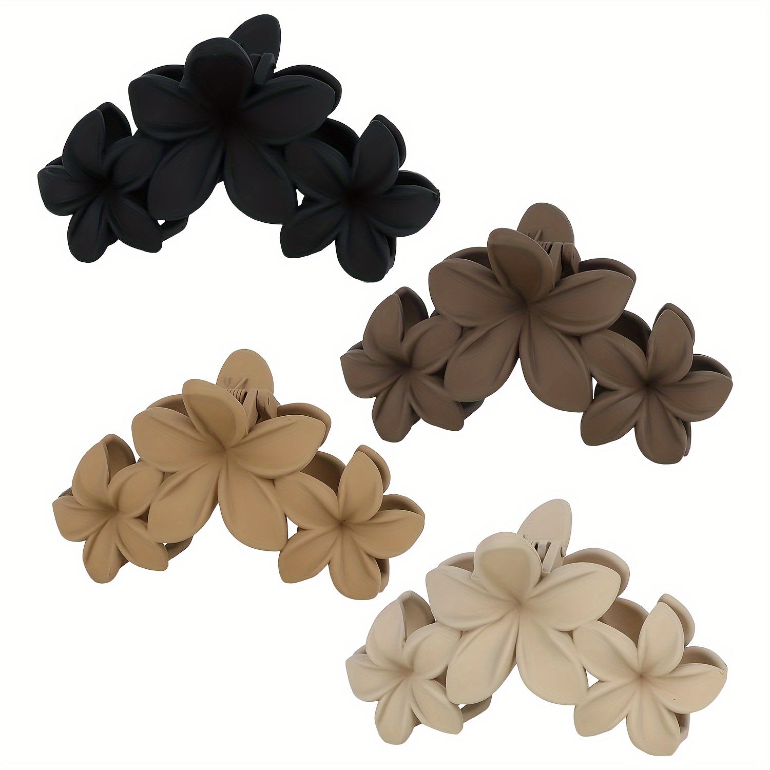 Image of 4pcs Multicolor Matte Flower Non-slip Hair Claws, Versatile Updo Hair Accessory Clips