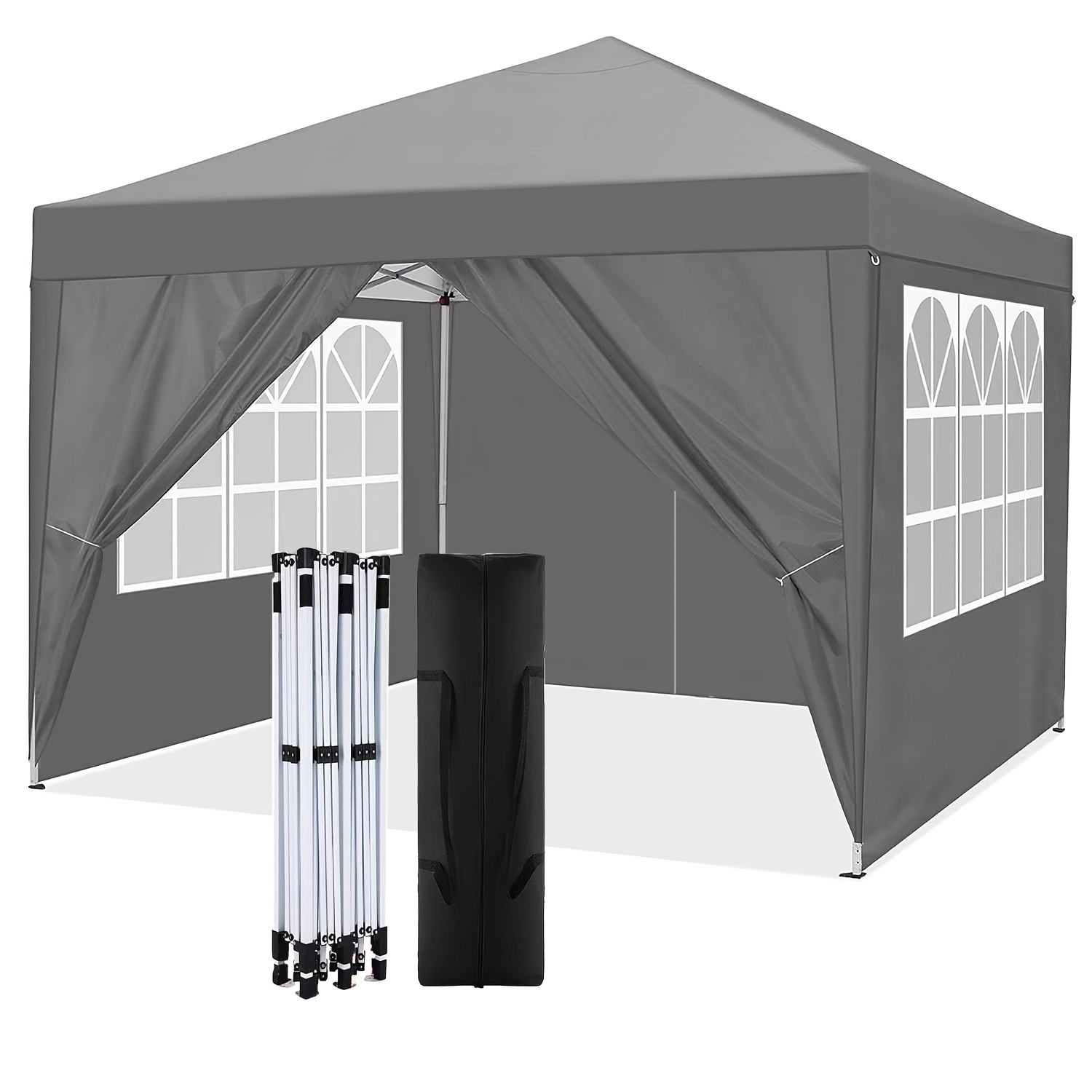 TEMU Tooluck 10x10ft Pop Up Canopy Gazebo With Mesh Windows & 4 Removable & Carry Bag & 4 Stakes & Ropes Easy Up Canopy Tent, Camping Gear And