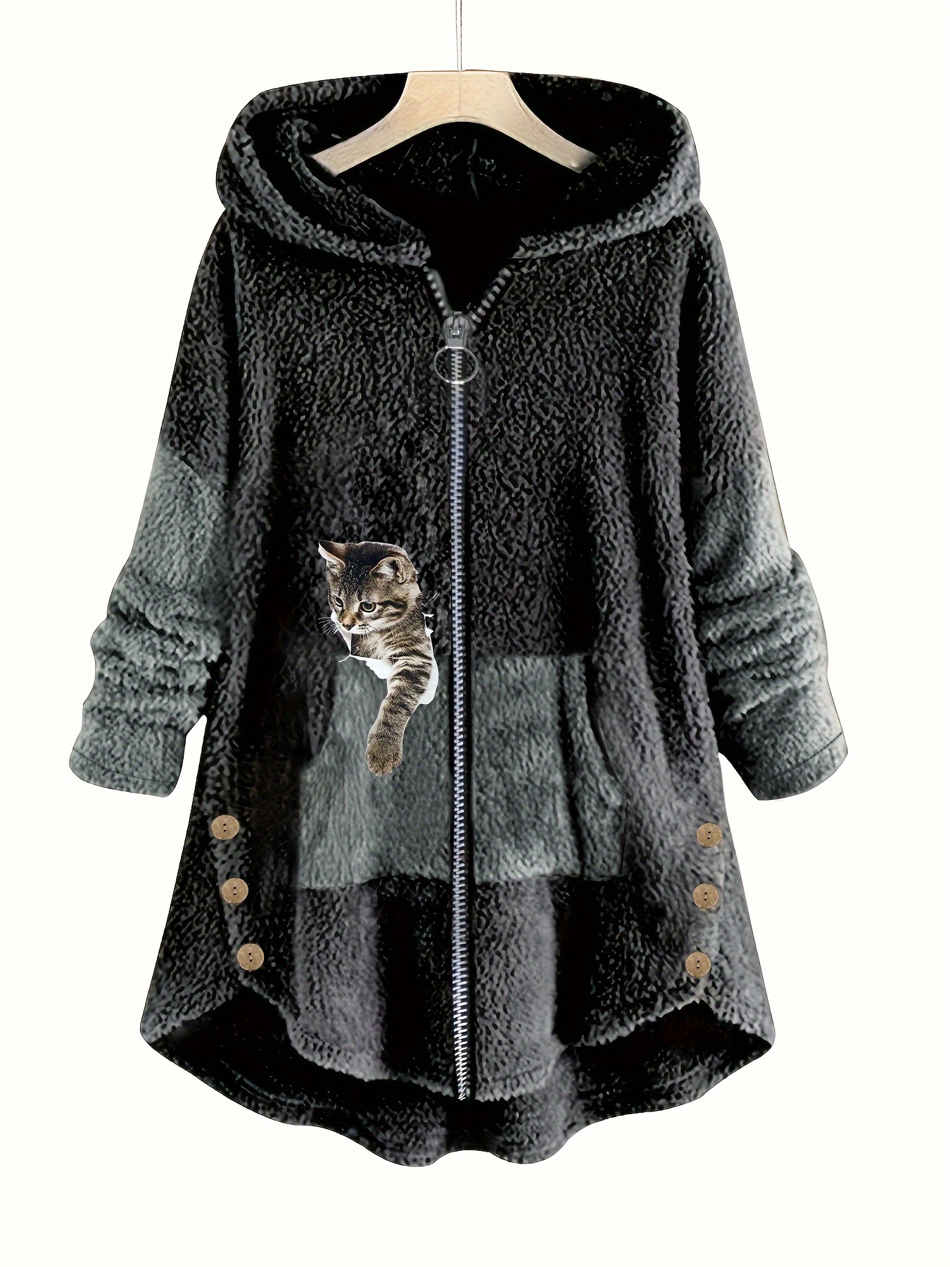 Cute cozy fleece coat with hot sale cat ears