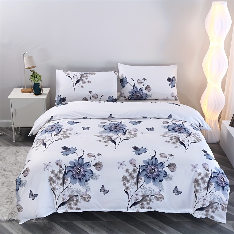 

3pcs 100% Polyester Brushed Skin-friendly Floral Home Hotel Quilt Cover Three-piece Set (one Quilt Cover + 2 Pillow Cases) No Filling