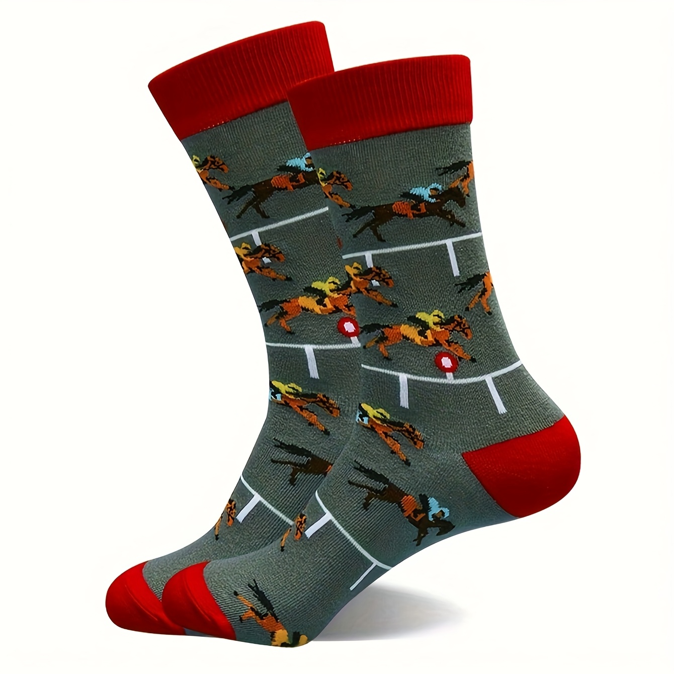 TEMU 1 Pair Of Novelty And Fun Equestrian Printed Socks Comfortable Breathable Mid-tube Socks Socks