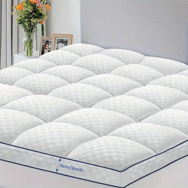 TEMU Mattress Topper Queen, Extra Thick Mattress Protector Mattress Pad Cover, Fluffy Mattress Coverplush Pillow Top, Deep Elastic Pocket, Machine