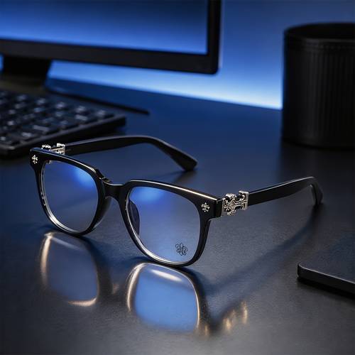 imagen del artículo gafas de ordenador unisex de moda con negra, bisagra de cruz dorada y lentes cuadrados antiluz
