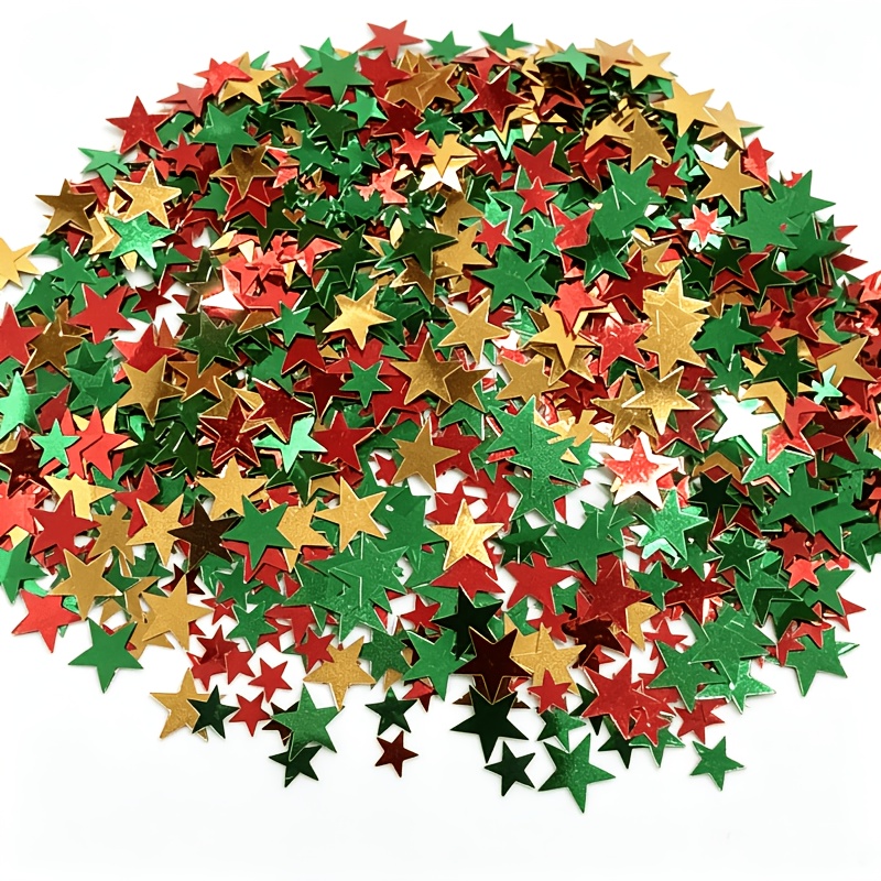 TEMU 7100 piezas de navideño de estrella , verde y dorado, lentejuelas de lámina metálica de , para decoración de /escritorio, rellenos para cajas de