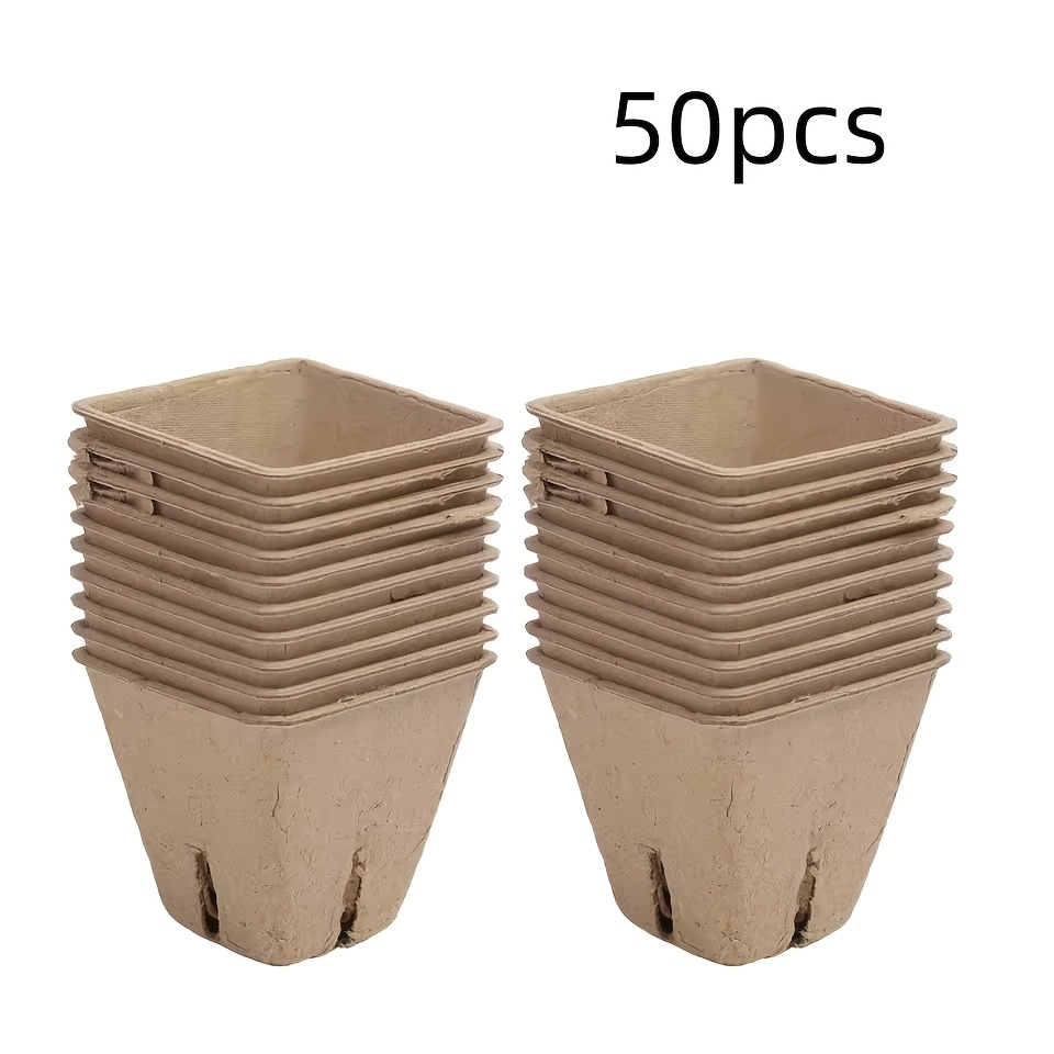 Image of Set Of 50 Nursery Cups Made From Paper , Suitable For Planting. Peat Pots, Measuring 6 To 8 Cm, Are Ideal For Home Gardening.