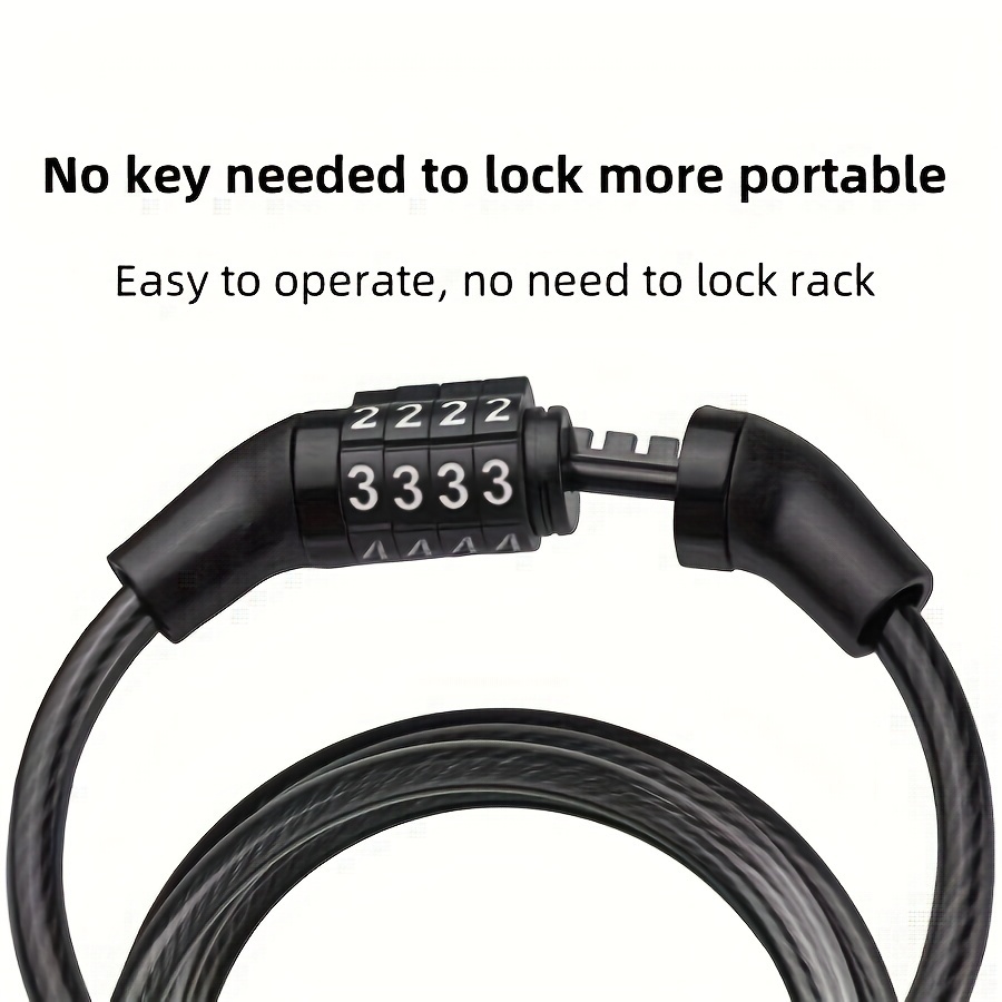 Lot De 2 Cadenas Vélo à Code 5 Chiffres - Câble Acier Gainé, Longueur 150cm, Pour Moto, Scooter, Portail