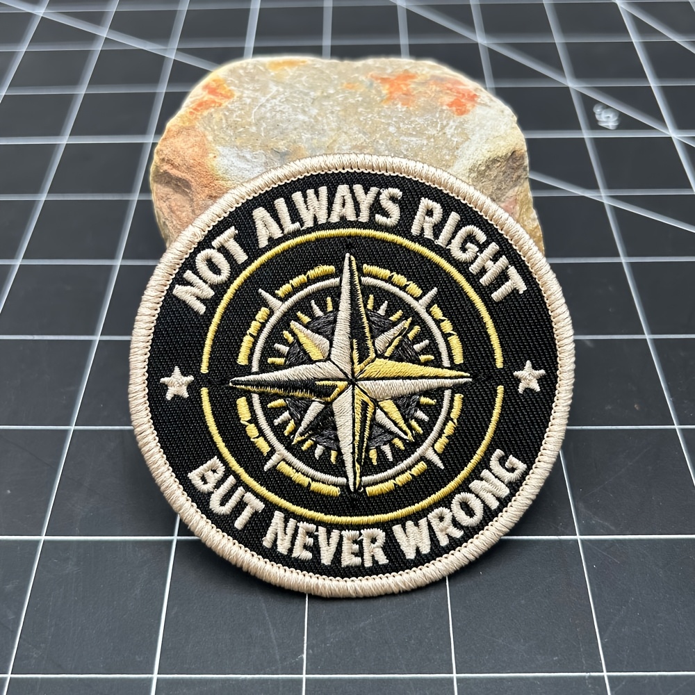 TEMU Compass Embroidered Patch, But Never , For Jacket Backpack