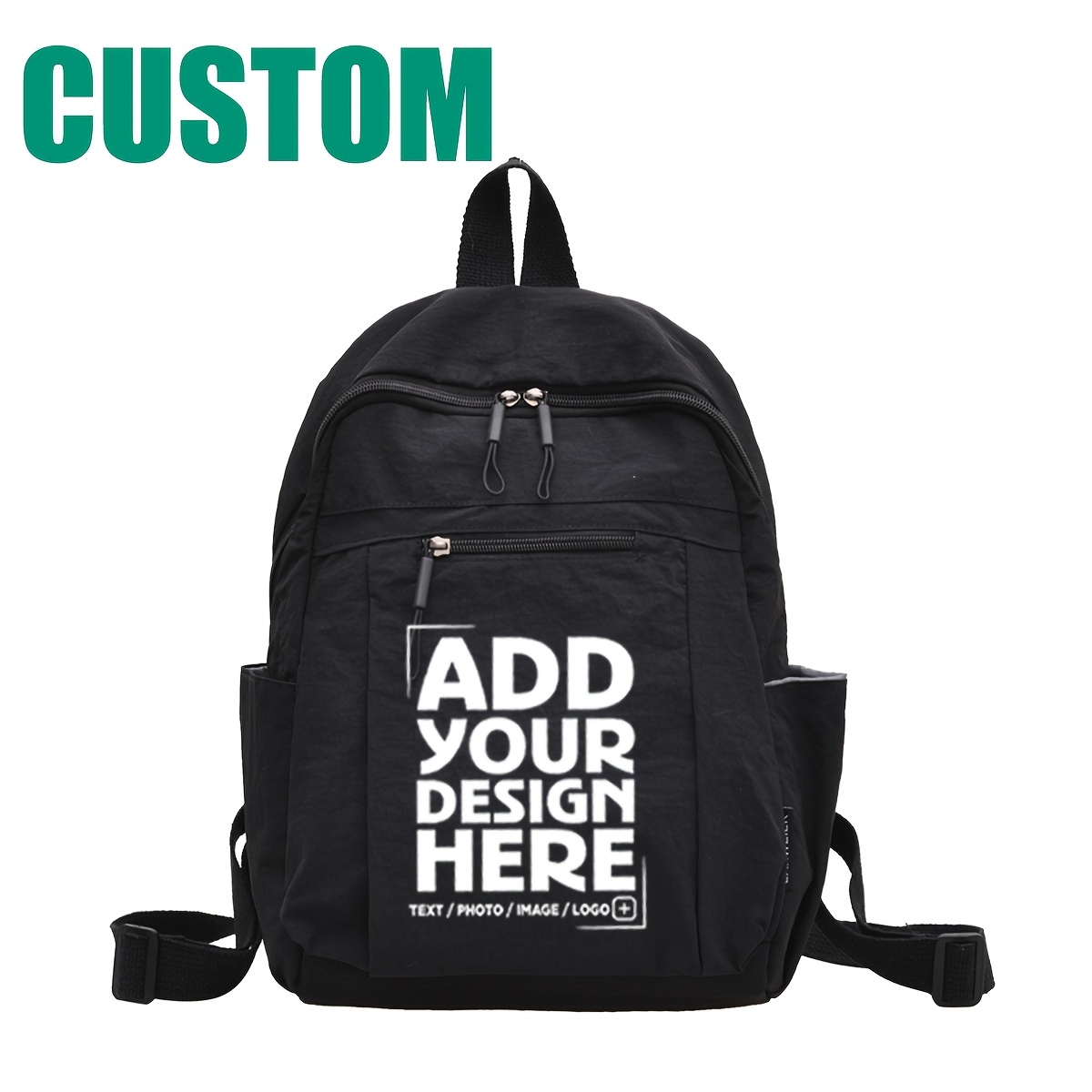 TEMU A Customizable Logo/text Pattern Lightweight Large-capacity Backpack, Suitable For Men And Women, Ideal For Business Trips And Short Travels,