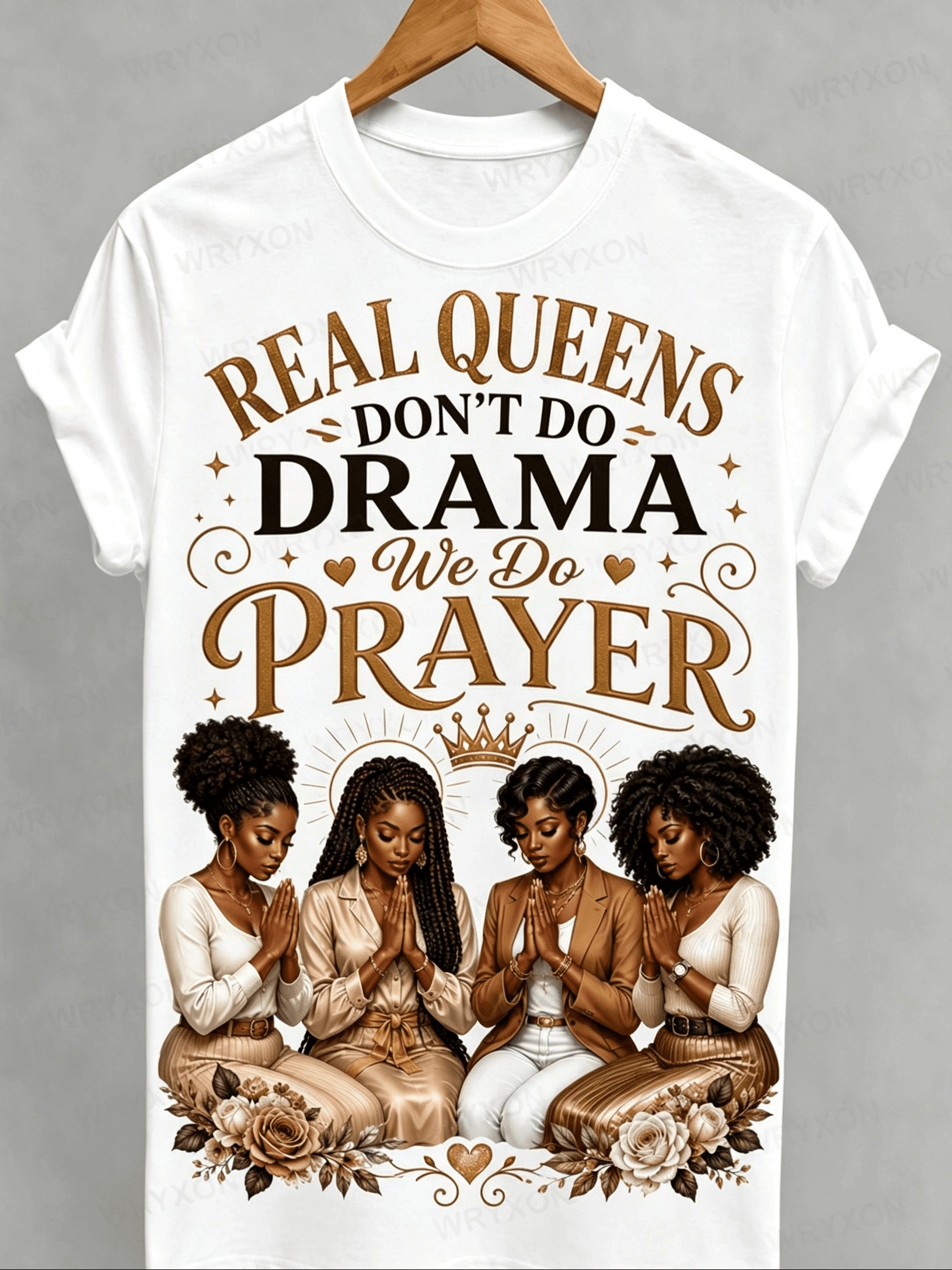 1pc mens and womens real queens dont do drama   prayer faith   floral religious inspirational casual graphic tee cheap t shirt 180g