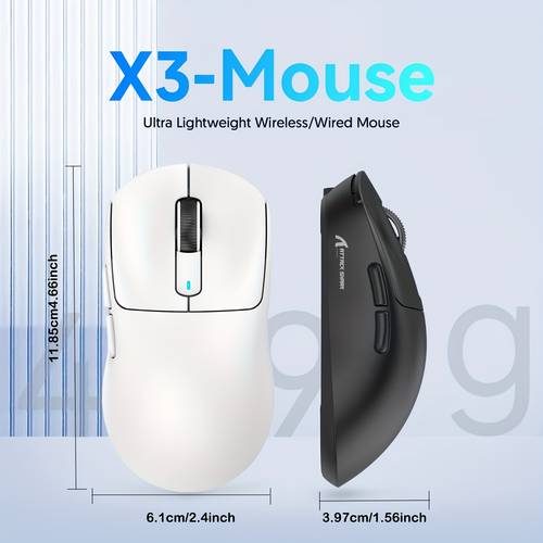 ultralight 3 mode wireless gaming mouse x3 49g ergonomic computer mouse triple paw3395 26k dpi optical sensor 200h programmable buttons gaming accessories for pc laptop