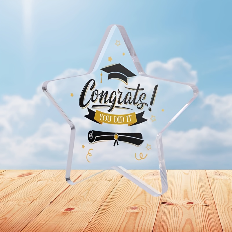 Congrats Grad! Star-shaped Acrylic Plaque - Perfect Keepsake Gift For Graduates, & - Ideal For Home, Office Decor & Tiered Trays