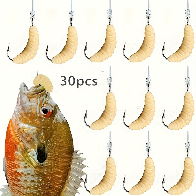 TEMU Rubber Bread Worm Lures With Hooks, Fishing Bait Worms For Trout, Gear And Equipment For Fishing Enthusiasts, Easy To Carry
