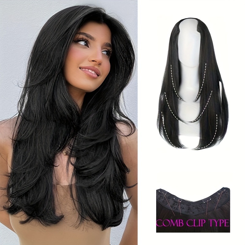 v layered clip in hair extensions 18 20 24 28 inch synthetic