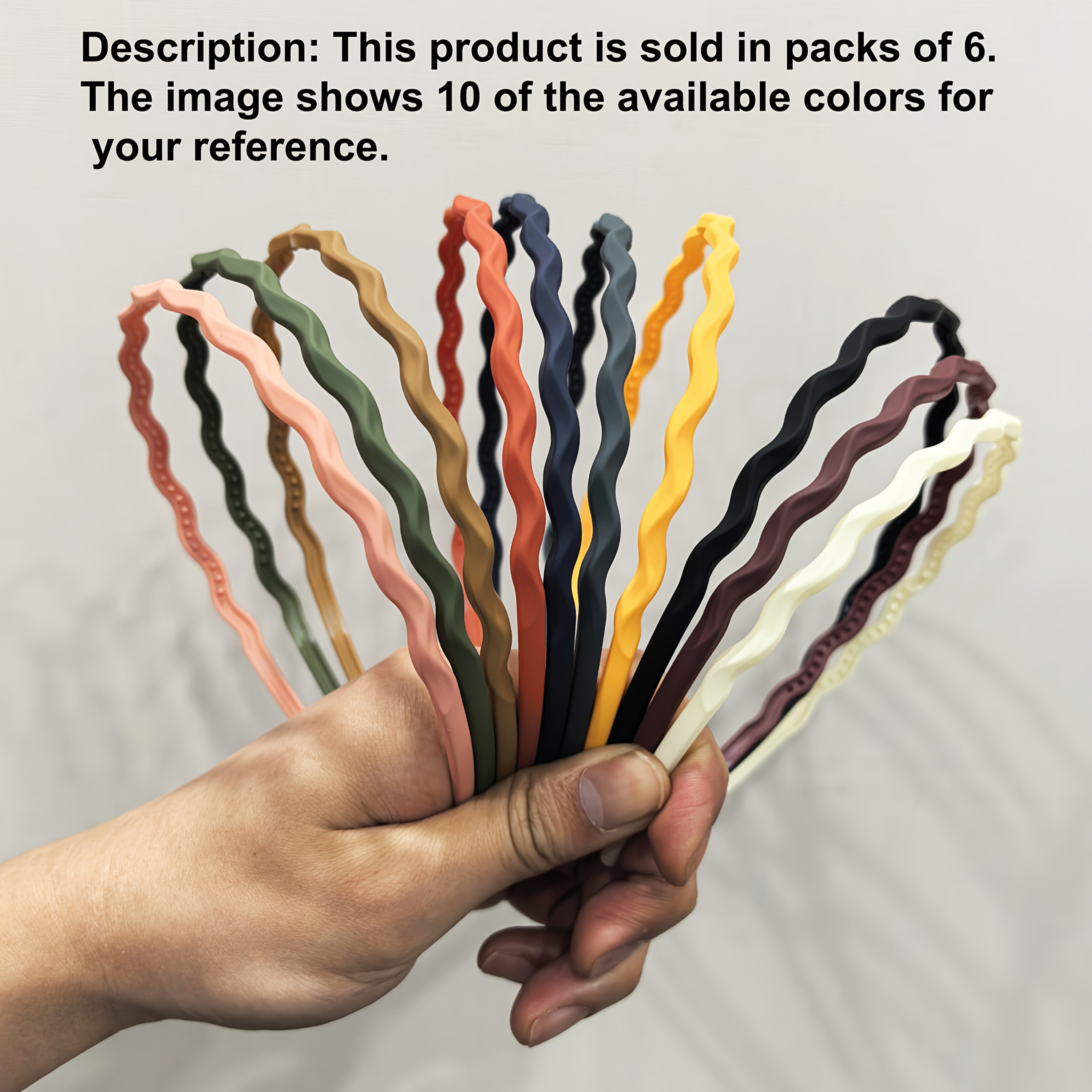 TEMU 6pcs Set Of -colored Wavy Headbands Sweet And Elegant Slim-style Headbands, Perfect For Casual Attire. Accessory To Add Charm To Vibrancy.
