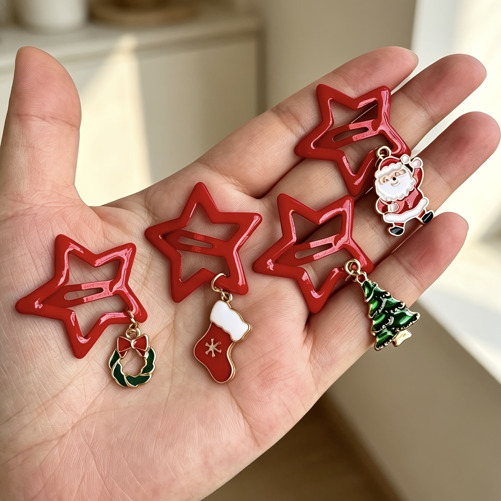 TEMU Lot de 4 pièces - Pince à cheveux créative de Noël