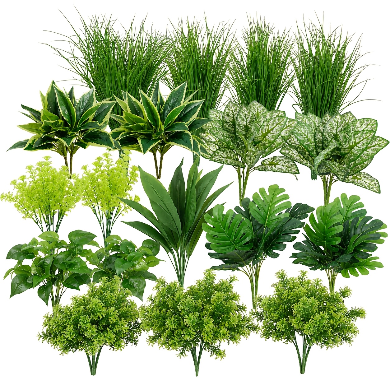 Image of 18pcs Outdoor Artificial Boxwood Stems, Faux Plastic Suitable For Indoor/outdoor Hanging Garden Porch Window Boxes Home Wedding Farmhouse Decor