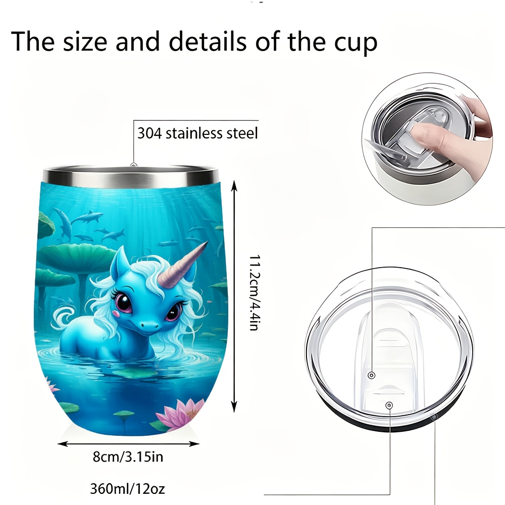 1pc egg cup 304 stainless steel 12oz unicorn underwater insulated   temp mug travel cup cold drink tumbler ideal for home   outdoor party gathering events perfect gift for  