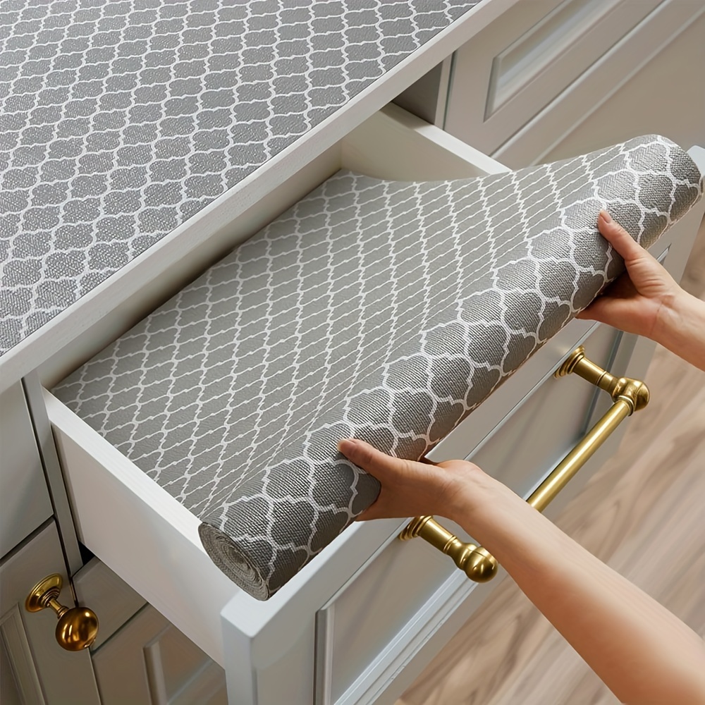 

Non-slip, Waterproof Peva Shelf Liner - Washable Drawer Mat For Kitchen Cabinets & Bathroom Storage, Gray (11.8x51.2 Inches)