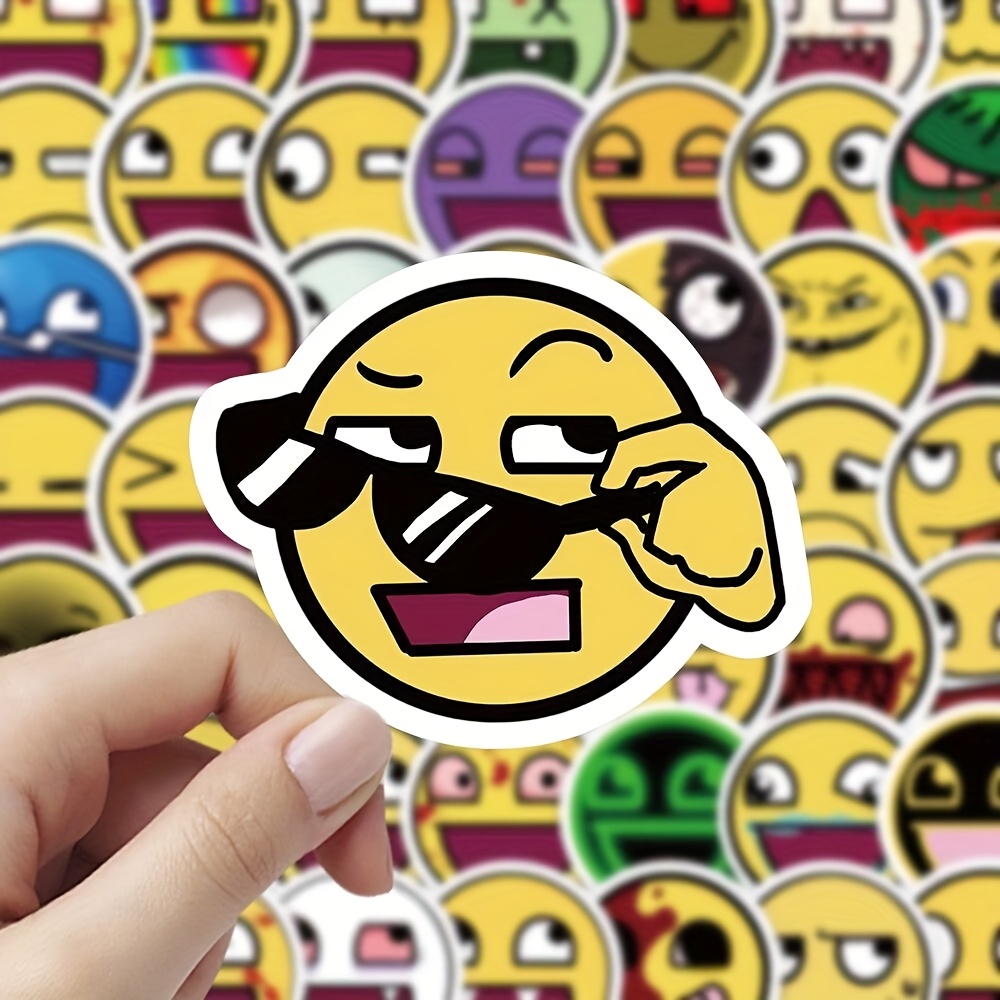 Image of 100-pcs Epicface Stickers, Small Yellow Bean Creative Abstract Novelty Water Bottle And Journal Stickers, Suitable For Roller Skating And Cycling, Cycling Stickers And Decals