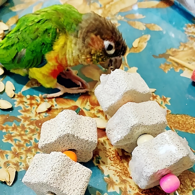 Parrot Chewing Toy - Bird Beak Grinding Stone with Bell And Calcium Supplement Mineral Food String. Bird Toys, Bird Cage Additions, Suitable for a Variety of Small Animal Toys
