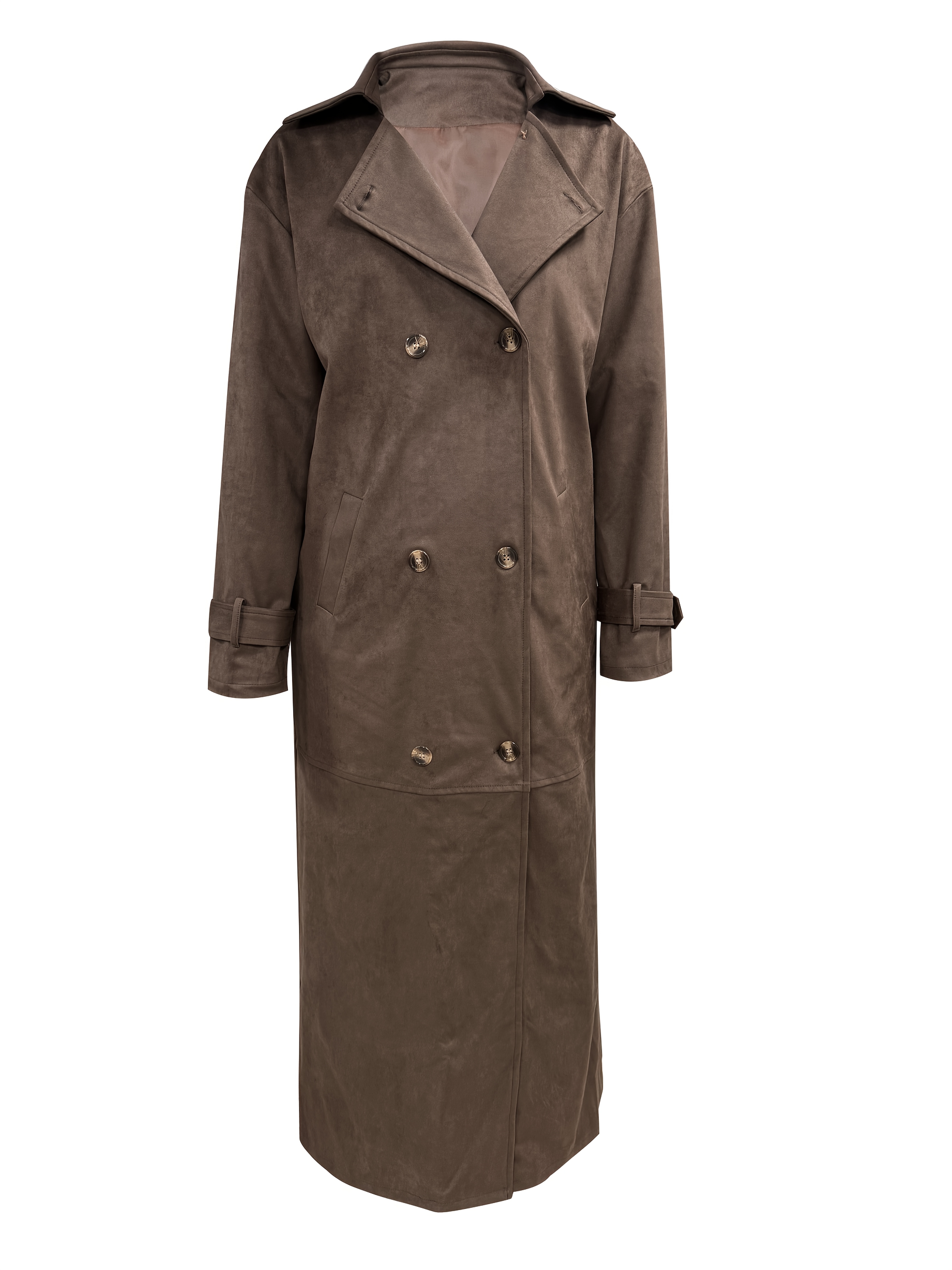 womens elegant brown long trench coat stylish fall winter Temu