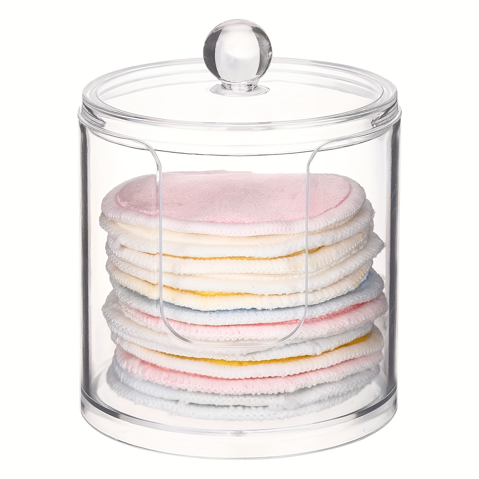 Transparent Container For Pads, Designed For Bathroom Storage And Makeup Organization