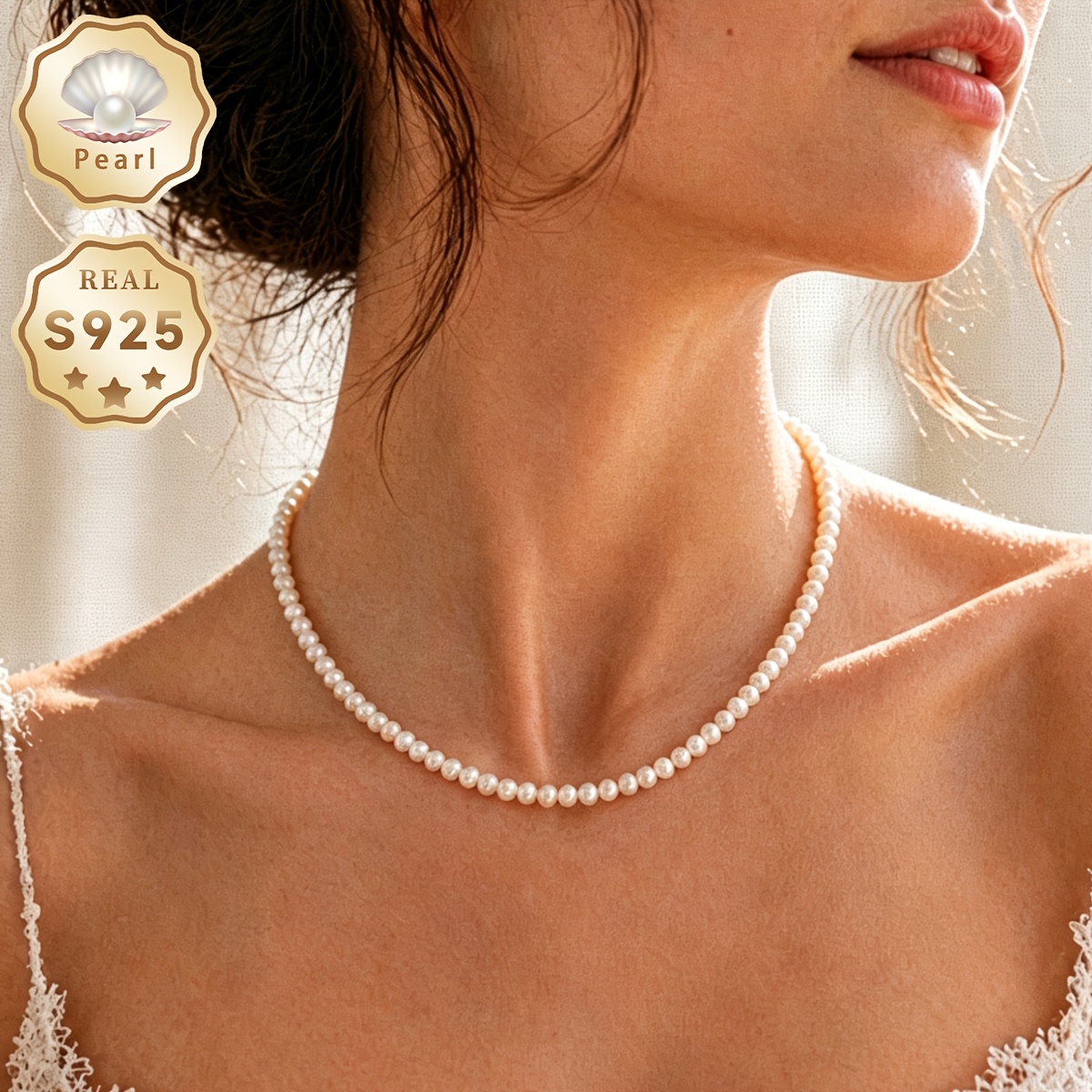 Gift Box Set, Perfect Gifting : Women's Fashion Freshwater Pearls Necklace - S925 4-4. 5mm Natural Freshwater Pearls. Elegant Design With And Color; Random Patterns, & Are Normal