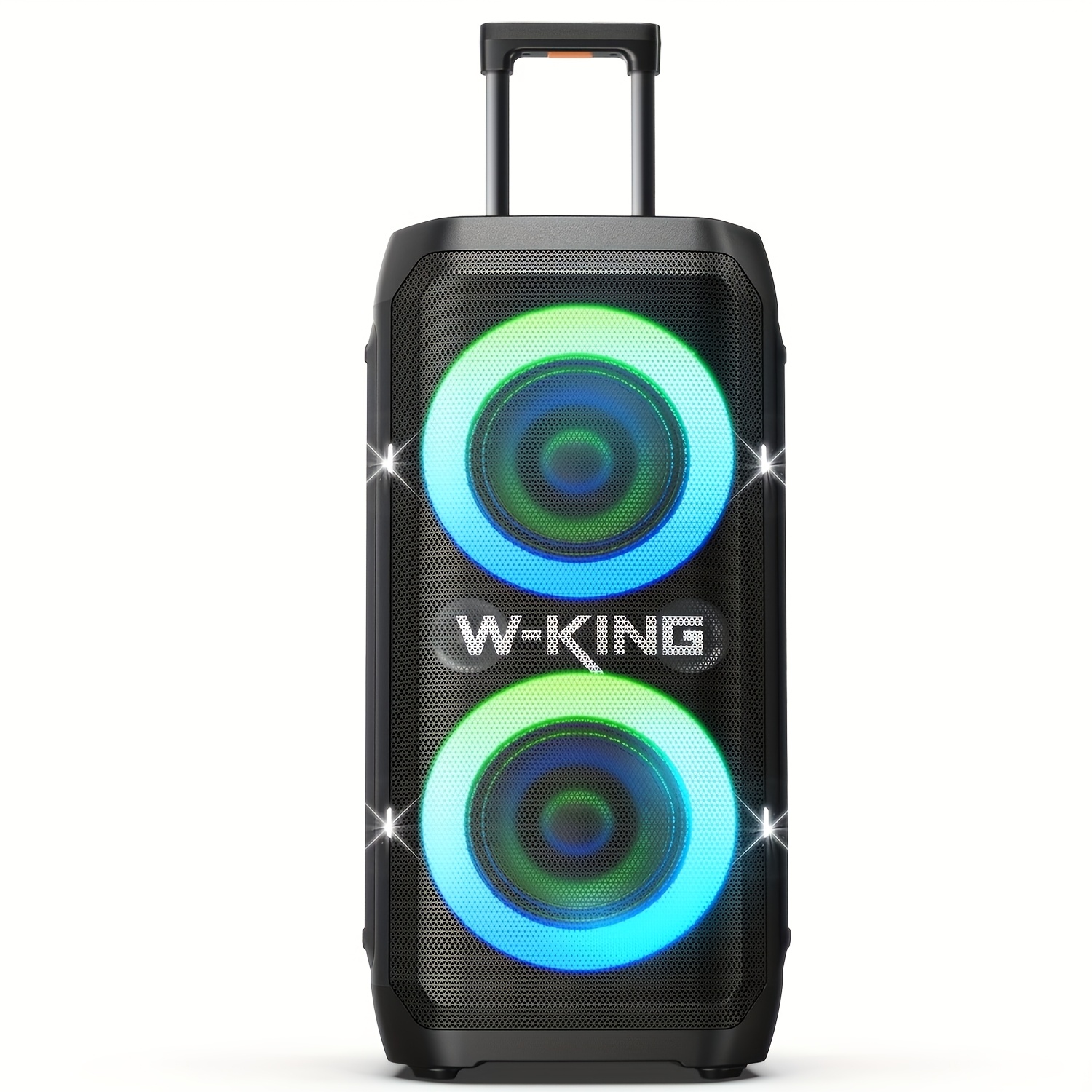 Image of W-king 370w Portable Bluetooth , Powerful , Up To Playtime, Rgb Light Strip, Wheels And Handle, Microphone/guitar Input, Fast Charging - Outdoor Wireless Speaker (adapter Not Included)