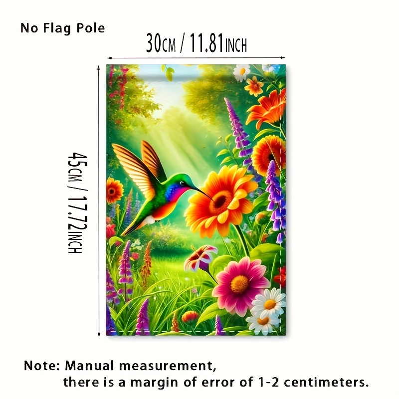 TEMU 1pc Drapeau de Jardin Vibrant - Décoration Extérieure en Polyester avec Fleurs Colorées, Parfait pour l'Affichage de Printemps & Été dans ou le