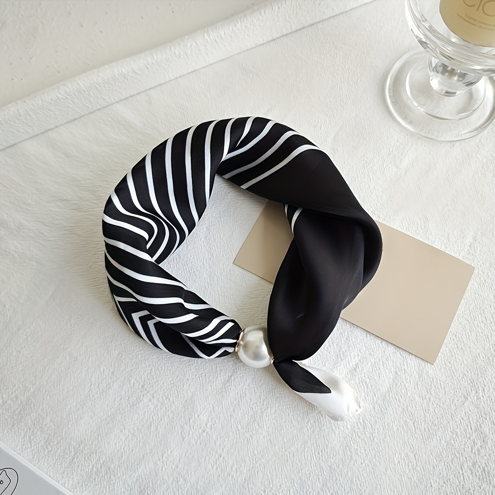 TEMU A New Style Pearl Button Women's Scarf, To Form, To Tie, Easily Create An Elegant Neck Style, Full Of Pearl Button Details Exquisite. Suitable