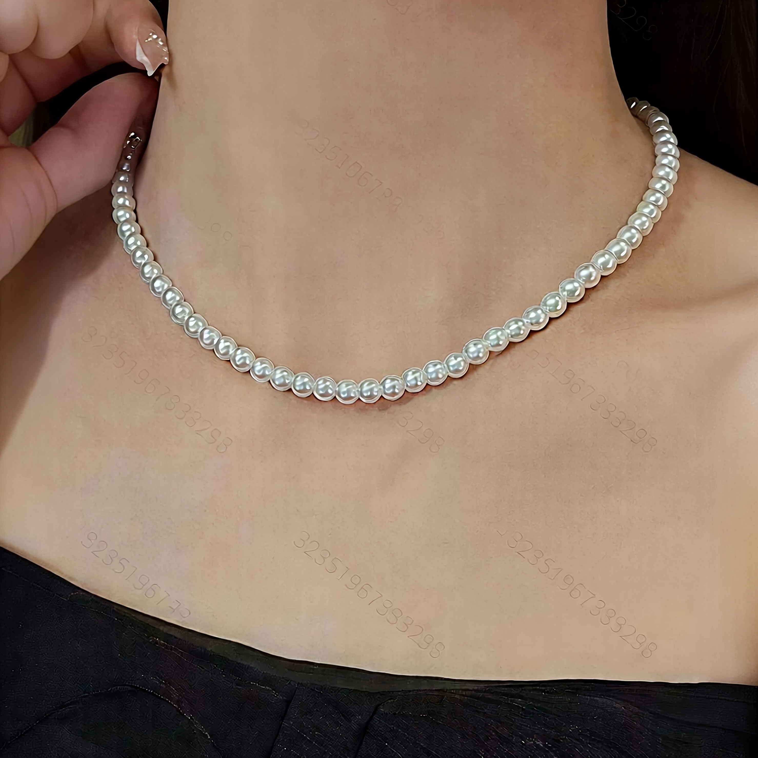 TEMU 1 pièce Collier vintage de style français blanc et rose, chaîne clavicule minimaliste pour femme
