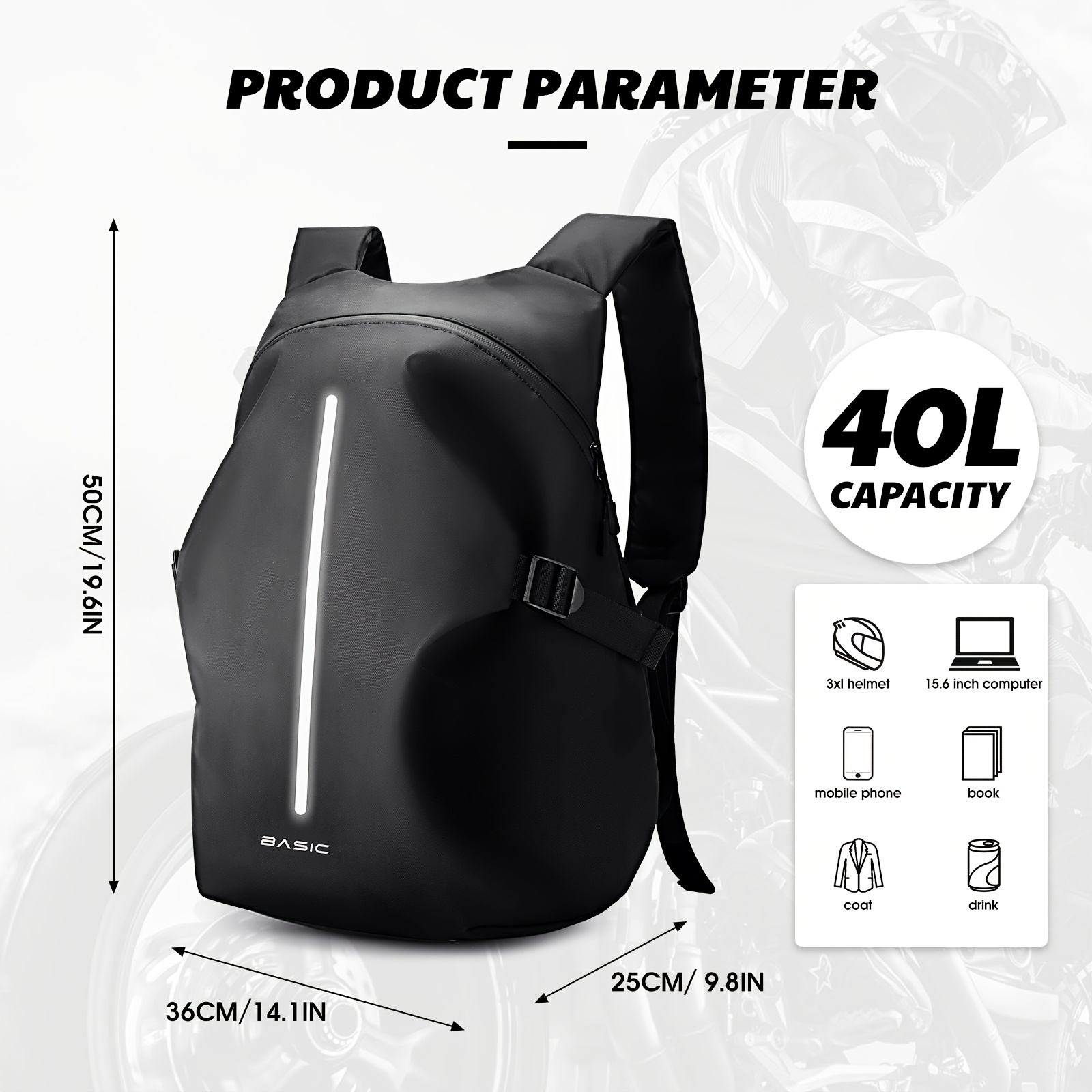 Men's Motorcycle Backpack, Motorcycle Helmet Bag, Large Capacity Travel Backpack