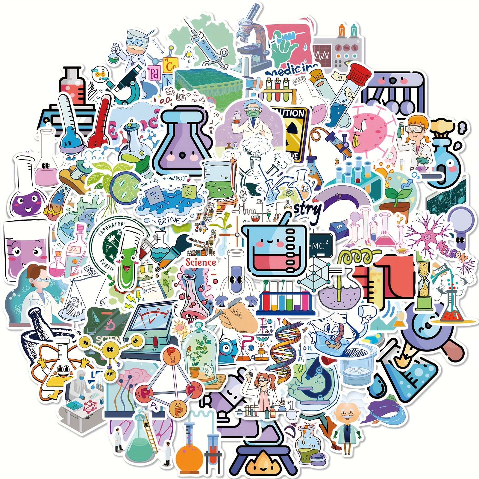 100pcs For Scientific Laboratory Equipment, Personalized Niche Notebook, Scooter, Bicycle Decoration Stickers, For Adults Teens