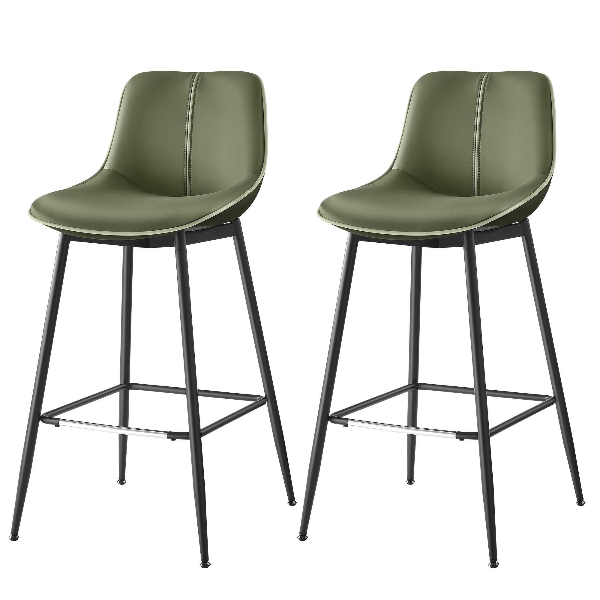 TEMU Lot de 2 chaises de hauteur de comptoir, pieds en métal avec pieds réglables, tabourets de bar pour cuisine, ergonomique, montage facile, vert
