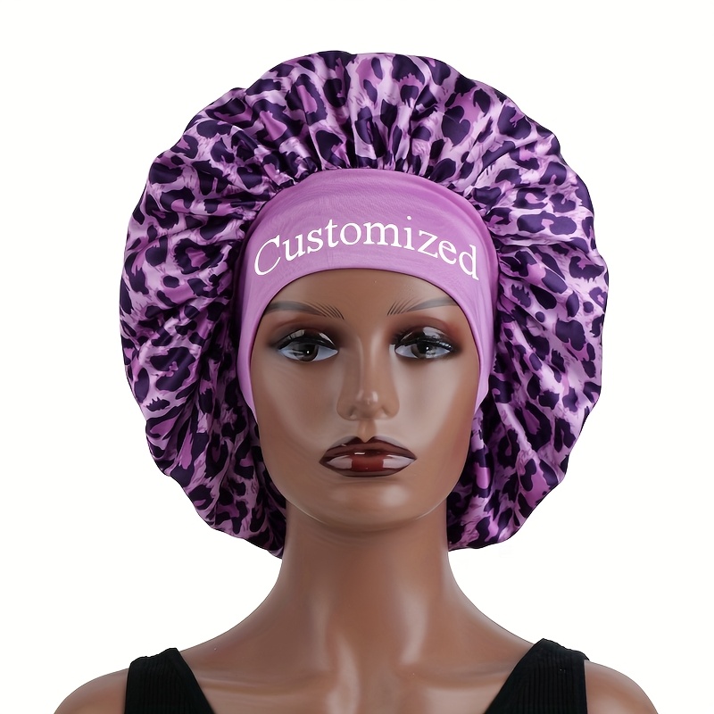 TEMU 1pc Customized Leopard Print Satin Sleeping Bonnet - Lightweight, Elastic, Unscented Polyester For Women, Ideal Daily Use & Gift, Hair | Stylish Headgear | Lightweight Headwear