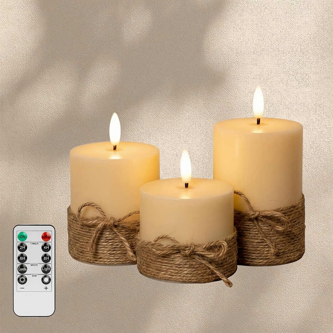 TEMU Lot de 3 bougies électroniques LED flamme avec lumière vacillante réaliste, adaptées à la décoration intérieure, sûres et faciles à utiliser,