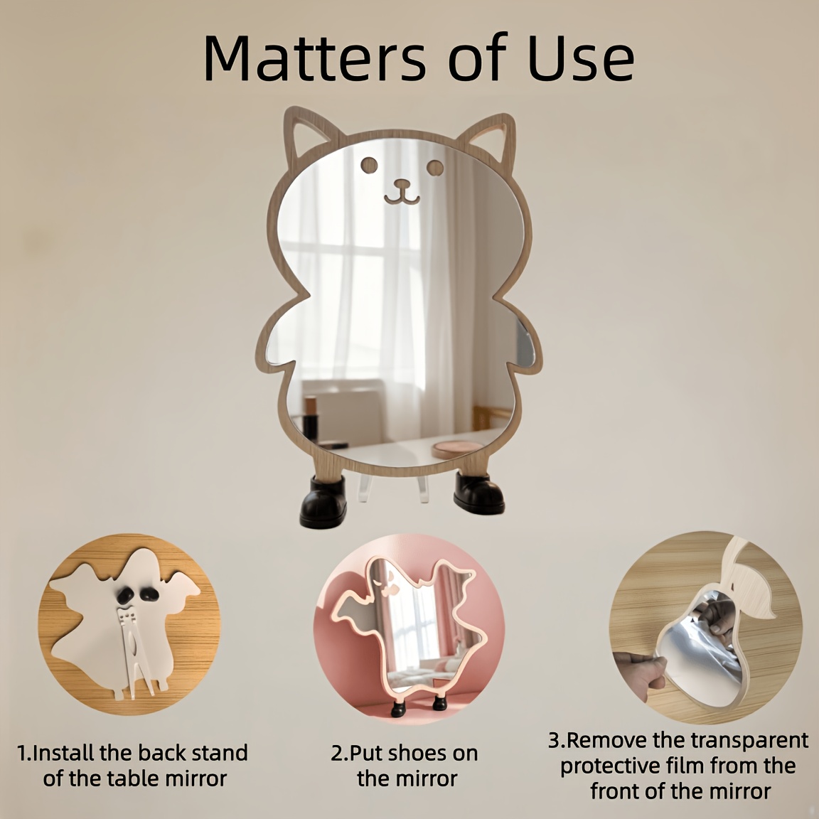 Cute Cat Mirror for Home and Dormitory