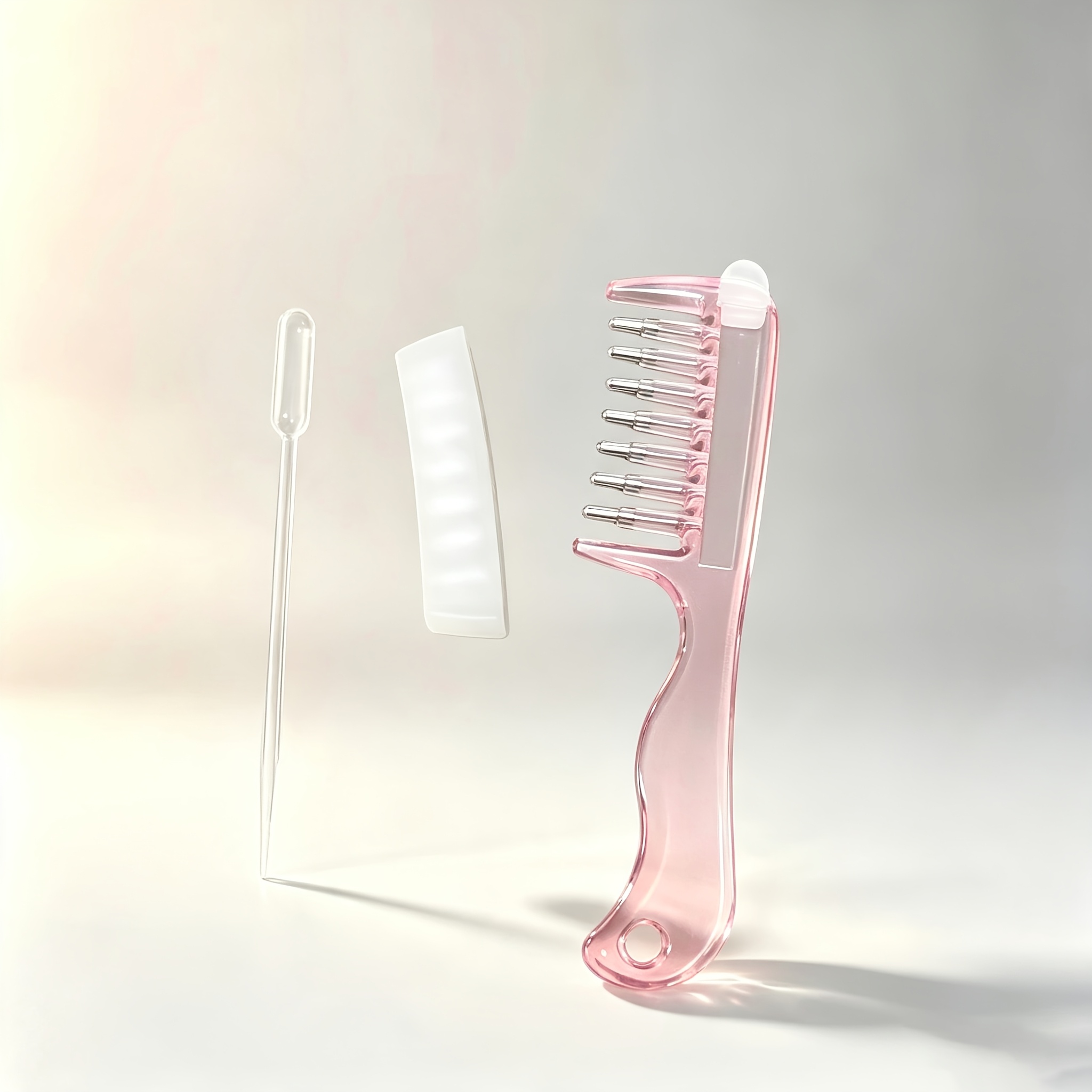 1pc light luxury transparent pink liquid comb stainless steel roller ball metal teeth with and dispensing design replaces manual application to scalp hair roots and pr   loss soothes tight Product details 4