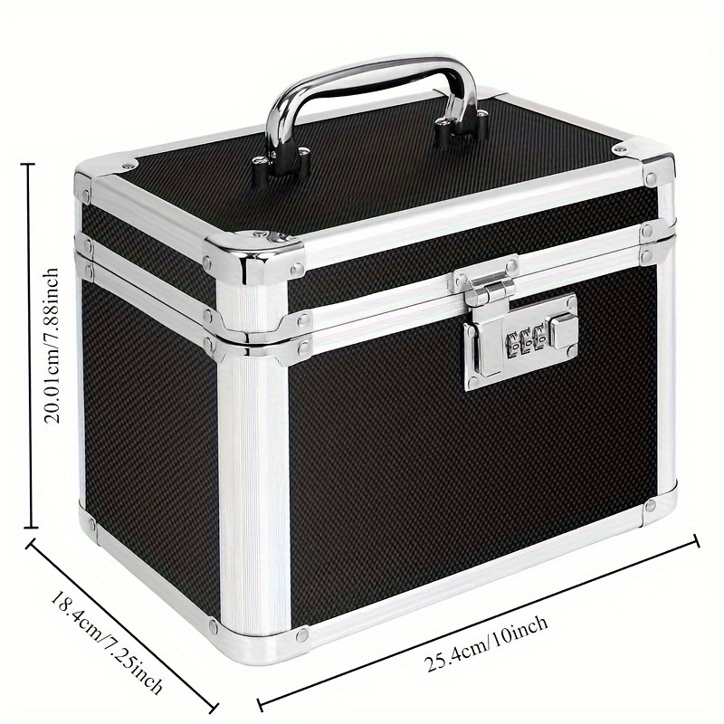 Image of 255x200x185mm Aluminum Alloy Password Lock Storage Box, Toolbox, Document Storage Box With Inner Lining For Safety Protection, Including Photos, Jewelry, Cosmetics, Documents, Cards, Tools, Etc