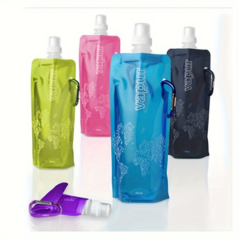 

1pc Foldable Water Bottle, Creative Gift, Portable Outdoor Sports Gear, Hydration Pouch, 26cm/10.24in Height, 11cm/4.33in Width With Clip-on Carabiner