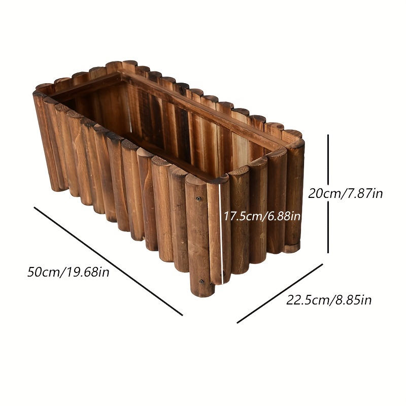 1pc vintage carbonized solid wood large rectangular planter - Temu